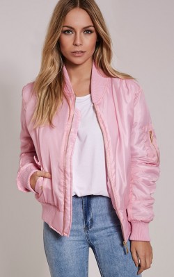 Alexus, pink, bomber jacket, zip, military, style, blogger, fashion, online, prettylittlething, prettylittlething.com