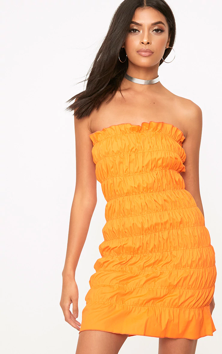 orange ruched summer dress