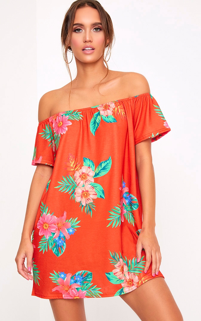 floral print bardot dress