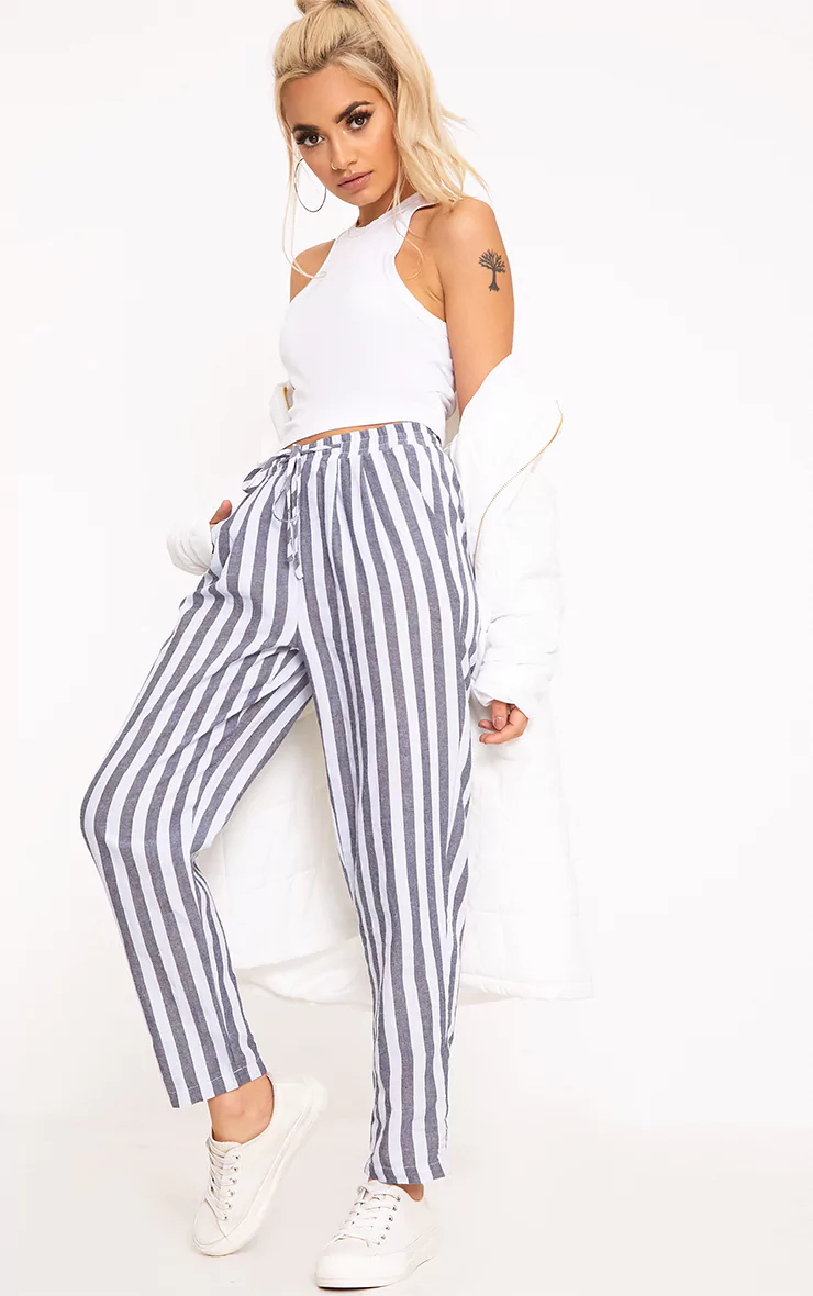 prettylittlething striped trousers