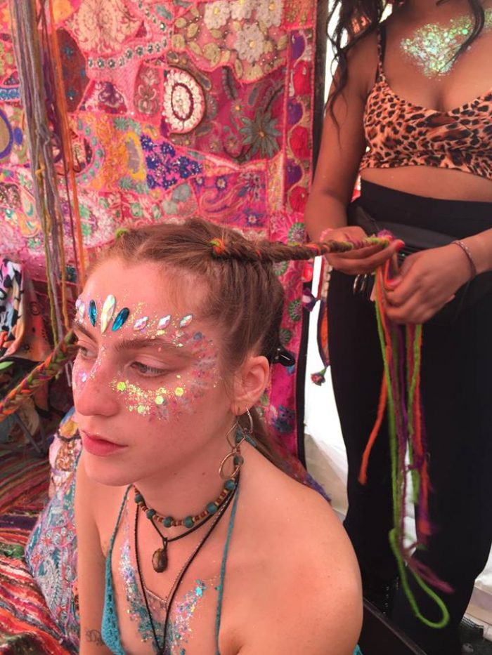 gypsy shrine festival hair glitter face braids