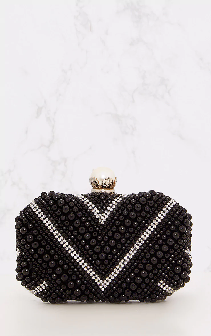 black bead diamante cllutch bag