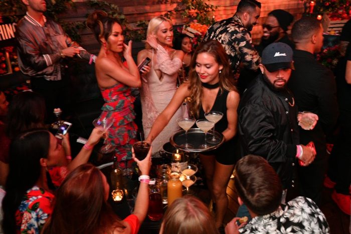 prettylittlething x olivia culpo party LA crowd drinks