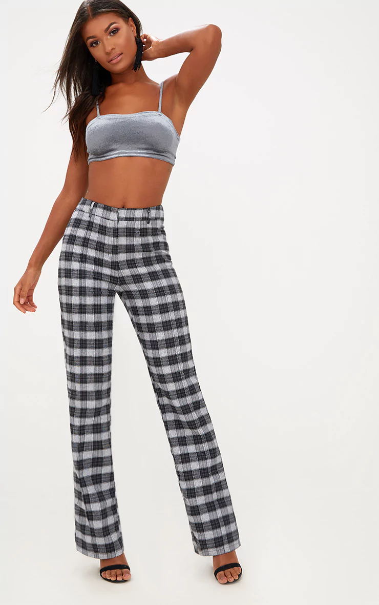 wide leg check pants