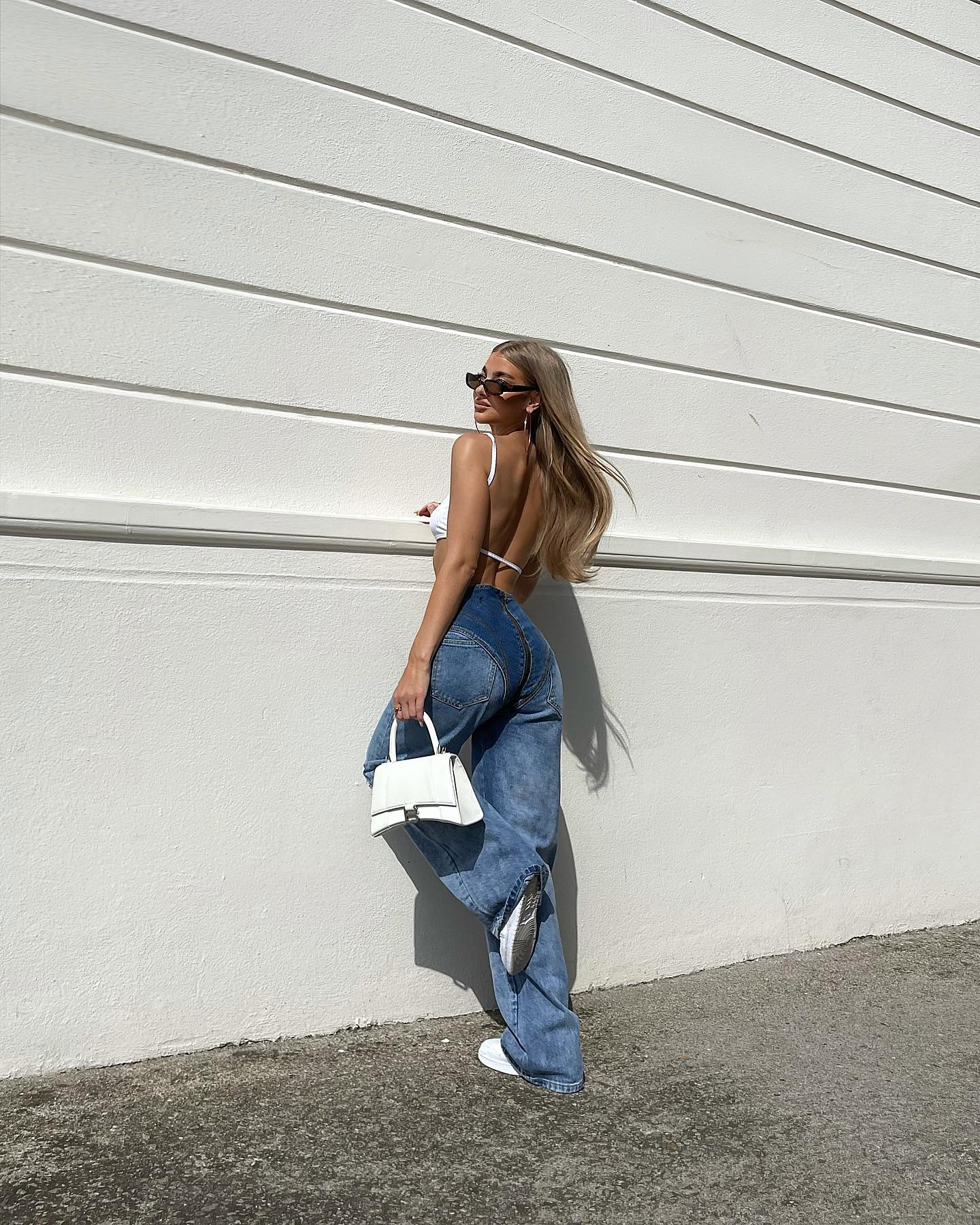 White Rib Strappy Back Bralet