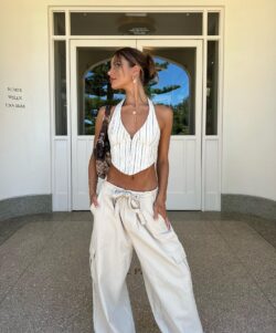 Shape White Slinky Flared Trousers